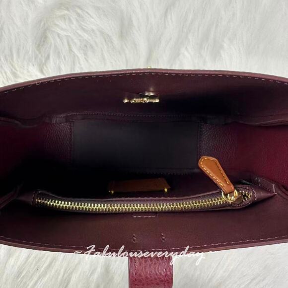 Coach Hadley Mini Crossbody Bag In Leather CAL60 Gold/Dark Wine Merlot NWT - Picture 8 of 9
